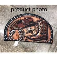 1pc Western Cowboy Half-Round Doormat, Doormat, Small Rug, Welcome Mat, Carpet, Floor Mat, Outdoor Doormat, Kitchen Rug, Home Decor, Front Door Mat, Area Small Rug, Outdoor Mat, Home Decor, Area Rug, Garden Rug, Washable Carpet - Multicolor - View 5