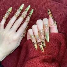 2pcs Chinese Style Adjustable Finger Armor Rings, Vintage Decorative Nail Rings - Multicolor - View 10