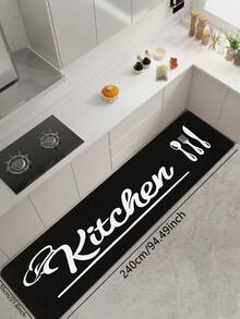 1pc Black & White English Kitchen Rug, 3.5mm Thick Cuttable Kitchen Mat, Non-Slip Absorbent Outdoor Doormat, Bathroom Mat, Kitchen, Laundry Room, Living Room, Outdoor Garden Decor - Multicolor - View 18