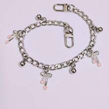 1pc Bag Chain Strap Decor, Star & Bow Pendant Shoulder Bag Accessory, Handbag Hanging Chain, Luggage Decoration, Holiday Gift, Women Bag Charm Accessories Travel Essential Holiday Essential - Silver - View 4
