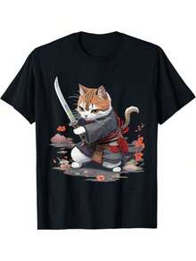 Men's Christmas T-Shirt With Folk Art Print For Lovers. - 黑色 - 查看 3
