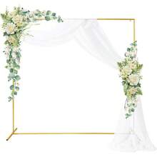 Khung vòm kim loại vuông kiểu mộc mạc - Kích thước 118"X118" - Giá đỡ phông nền tái sử dụng cho đám cưới, tiệc mừng em bé và các sự kiện - Trang trí tiệc đa năng - vàng - Xem 1
