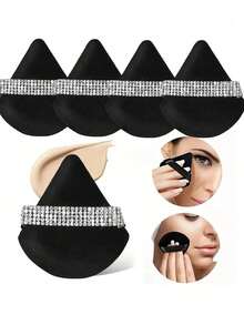 5/3/1pcs Black Triangle Makeup Sponge Set, Soft Velvet Texture, Suitable For Makeup, Home Decor, Vanity, Travel, Bedroom, Ideal Makeup Accessory. Set Includes Powder Puff, Makeup Sponge, Makeup Sponge, Makeup Sponge. Affordable Price, Great For Christmas Gift, Stocking Stuffer, Giveaway, Travel, Daily Use - Multicolor - View 7