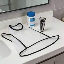 1 chiếc yếm cạo râu màu trắng, dễ vệ sinh, dùng tại nhà, có thể gấp gọn, quà tặng Ngày của Cha. - Tạp dề cạo râu - Xem 5