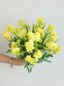 Ramo artificial de Gypsophila de color amarillo cálido, adecuado para decoración del hogar, decoración de escritorio, accesorios de fotografía, oficina, decoración del pasillo de la boda y decoración de la fiesta nupcial - Amarillo - Ver 2