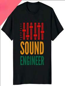 Camiseta de cuello redondo analógica electrónica EternalVUTableAudioEngineerMenssAudioEngineerRecordingStudioFunM((10)) - Negro - Ver 1
