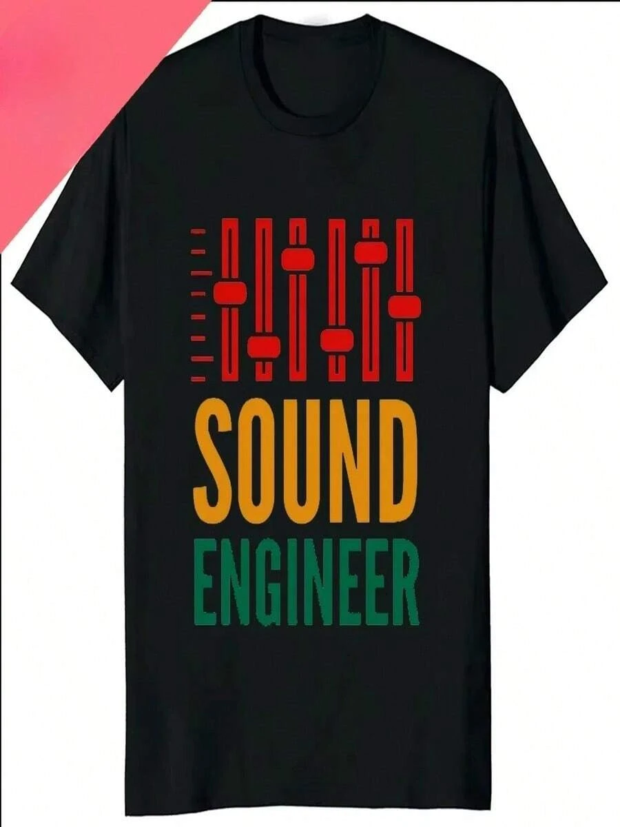 Camiseta de cuello redondo analógica electrónica EternalVUTableAudioEngineerMenssAudioEngineerRecordingStudioFunM((10)) - Negro - Ver 1