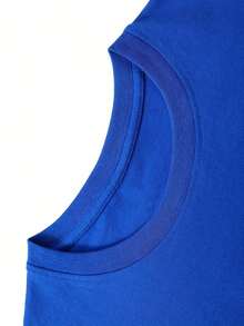 Camiseta de manga corta suelta y estampada de moda para hombres SU ER |   Diseño Exquisito |   Esencial de Verano |   Fácil de combinar, mostrando tu estilo. - Azul - Ver 6