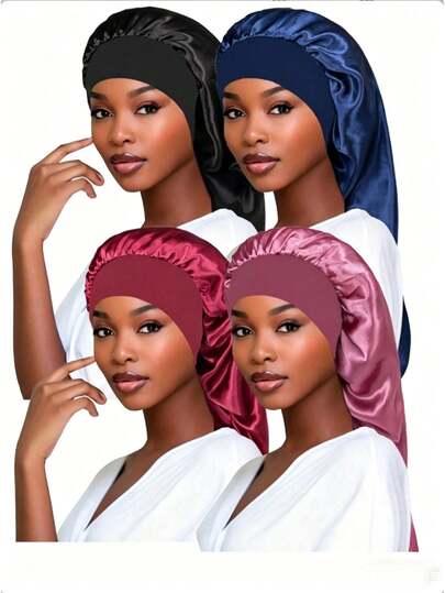 1/4个装 女士弹性发帽 2026夏季纯色柔软舒适护发睡眠帽 保持发型 轻盈时尚配饰 礼品 日常使用