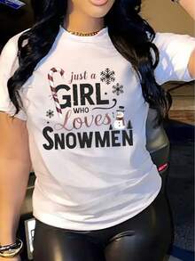 1 camiseta de manga corta casual navideña para mujer, 100% algodón grueso - cuello redondo cómodo, top suave y bonito, 180g 100% algodón. - Blanco - Ver 3