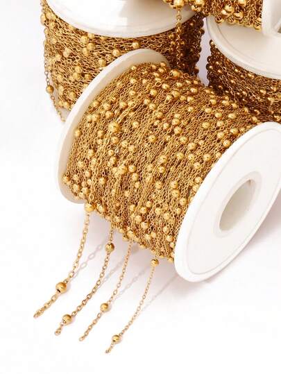 100cm Stainless Steel Golden Beads Chains For Jewelry Making DIY Women Men Necklace Bracelet Ball Link Chain Accessories