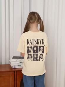 Short-Sleeved T-Shirt With Round Neck And Fun Print For Girls, Summer Top - Black - View 3