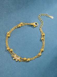 1pc Elegant Luxury Double-Layer Bowknot Bracelet - Gold - View 4