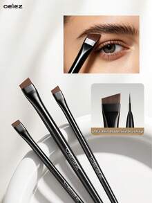 OEIEZ Juego de brochas de maquillaje de ojos - Brocha delineadora de ojos en ángulo, Brocha para cejas y Brocha de sombra de ojos ultrafina, Kit profesional completo de brochas de maquillaje de ojos, Herramientas de maquillaje completas, Regalo de maquillaje - Negro - Ver 1
