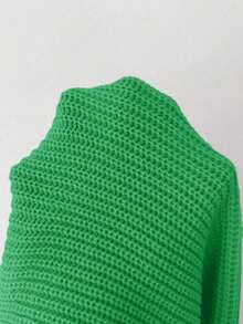 Raffinéa Cárdigan corto de punto acanalado de unicolor elegante para mujer, otoño - Verde - Ver 3