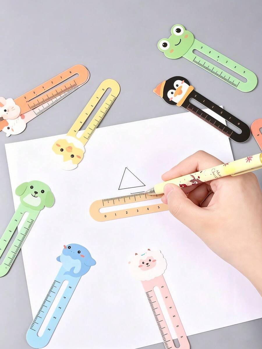 Bộ 50 chiếc thước kẻ và đánh dấu trang hình động vật dễ thương, thước kẻ và đánh dấu trang hình động vật hoạt hình, thước kẻ và đánh dấu trang 2 trong 1 hình động vật, thước mini 5cm, đánh dấu trang phần thưởng trong lớp học, đồ dùng văn phòng phẩm trường học, nhật ký, phụ kiện đọc sách, học tập, dành cho người yêu sách. - Bộ thước kẻ và thẻ đánh dấu trang hình động vật - Xem 1