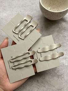 10pcs Silver Hollow Wave Hair Clips, Bangs Hairpins, Alligator Hair Clips, Fashionable Hair Accessories,Hair Slide - Multicolor - View 3