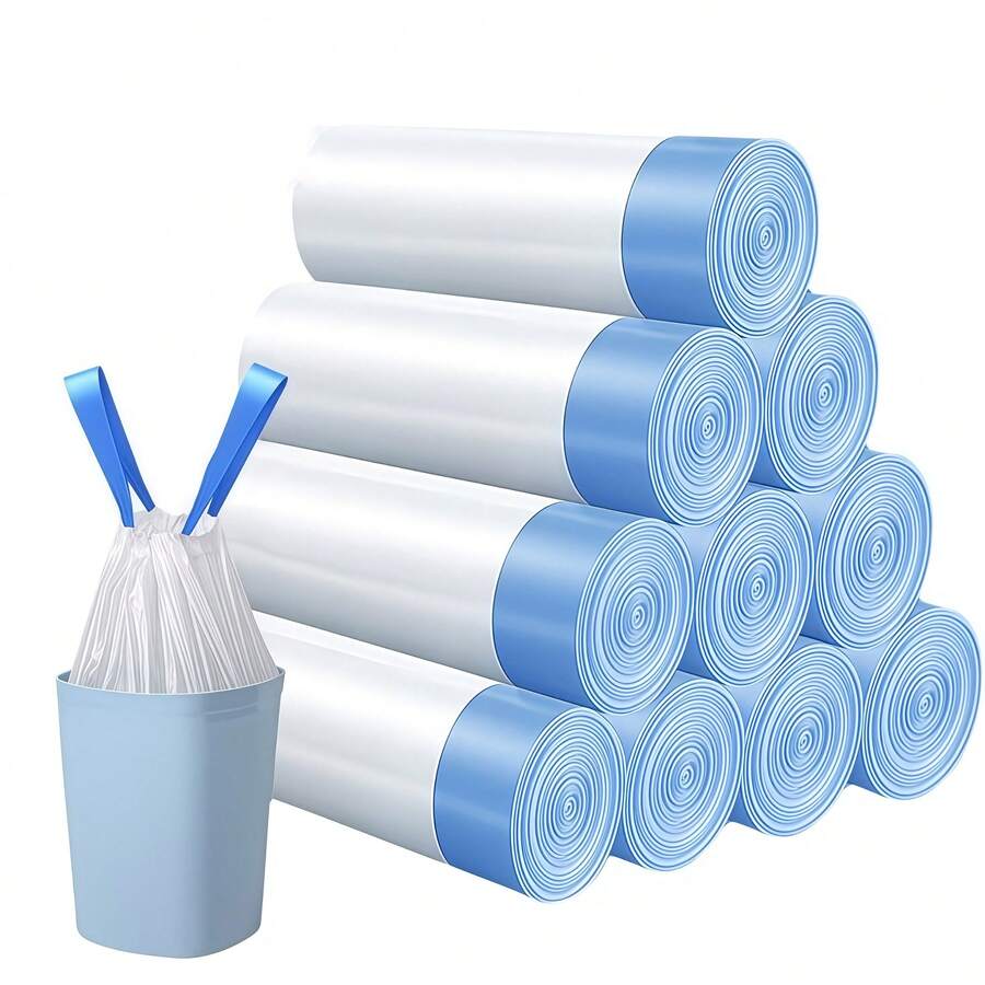 Túi đựng rác có dây rút 25L, túi rác dày dặn dùng cho gia đình, khách sạn, nhà bếp, sân vườn, 40 túi/4 cuộn hoặc 50 túi/5 cuộn