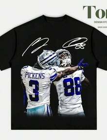 Pickens X CeeDee _WE DEM BOYZ_ T-Shirt For Adults And Youth, George Pickens CeeDee Lamb T-Shirt, Youth Graphic T-Shirts, Cowboys Merchandise, American Football, Suitable For Everyday Leisure. - 黑色 - 查看 7