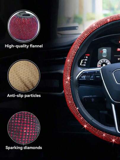 1pc Women's Bling Steering Wheel Cover - Fashion Car Interior Decor Accessory