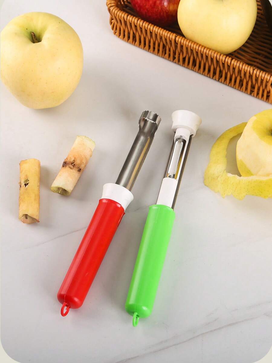 伸縮式不鏽鋼水果去核器 2合1 多功能水果削皮去核工具,蘋果梨子去核器,廚房水果去核工具 - 彩色 - 查看 1