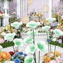 Ceramic Flower Garden Stakes, Flower Decorative Plant Picks - 1pc Light Green 25CM 4CM - View 8