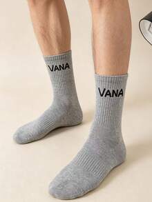 1/3/6雙中性羅紋襪 | 黑色、白色與灰色，附「VANA」Logo | 柔軟透氣 - 灰色 - 查看 2