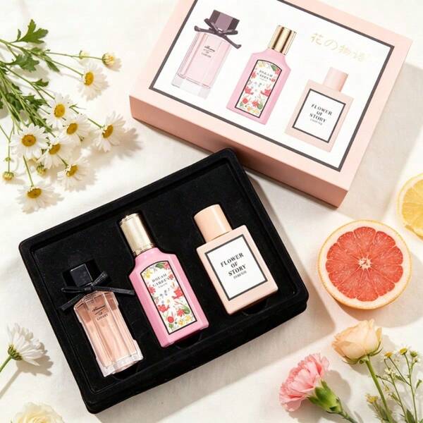 Juego de regalo de 3 piezas de perfume para mujer, fragancia floral con notas de naranja, tuberosa, flor de pera, iris, jazmín y sándalo, aroma de verano de larga duración, diseñado especialmente para damas