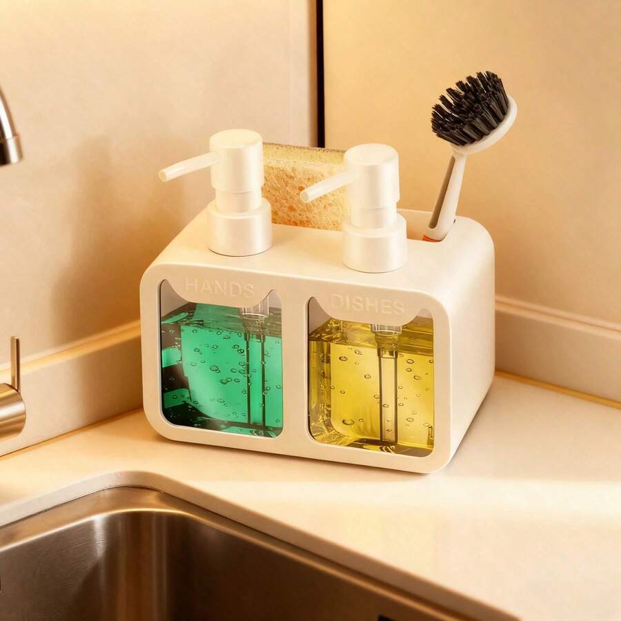 Bộ 1 bình đựng xà phòng nhà bếp, bộ bình đựng xà phòng nhà tắm, được trang bị bình bơm kép, bình đựng xà phòng có thể nạp lại, thích hợp cho nhà bếp, phòng tắm và sử dụng thương mại - Có thể đựng xà phòng, sữa dưỡng thể và nước rửa chén, thiết kế tiết kiệm không gian và chất liệu dễ vệ sinh.