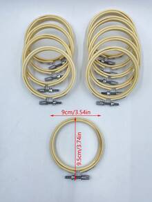 10 piezas Juego de aros de bordado de bambú, aros de punto de cruz ajustables mini de 3.54 pulgadas, círculos de bordado de bambú suaves, adecuados para manualidades finas a pequeña escala, costura, decoración colgante, posavasos, sachets, etc. para principiantes y aficionados - aro de bordar - Ver 7