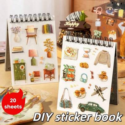 20 piezas/paquete Pegatinas con tema de viaje y vida de hornear vintage, adecuadas para decorar tarjetas, marcos, portátiles, fundas de teléfono, tazas, revistas, estuches de lápices, equipaje, escritorios y útiles escolares