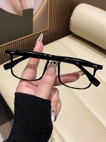 1pc Retro Square Y2K Style Eyeglasses, Cute Daily Wear For Women - Black - View 5