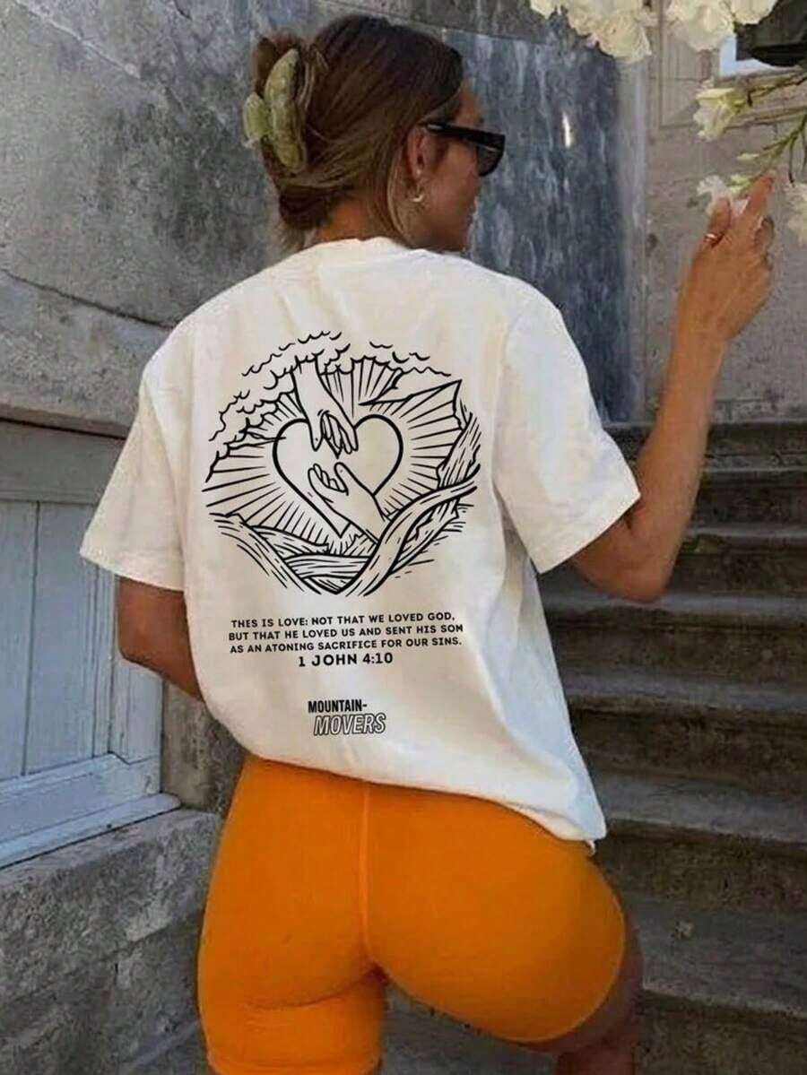 Women's Black Short Sleeve T-Shirt 2026 - Christian Praying Hands Print And "Prayer Works" - Vintage Faith Streetwear Style - Casual Summer T-Shirt - 白色 - 查看 1