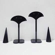 YRUID 1 Set Black & White Acrylic Plastic Fashion Jewelry Display Stand, Ring Earring Holder Showcase, Jewelry Prop Decor - Half Arc - View 4