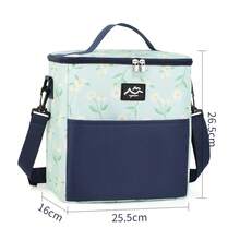 Bolsa aislante portátil cuadrada con bolsa de almuerzo de gran capacidad para trabajadores de oficina con paquete de hielo de papel de aluminio de arroz aislante portátil - viburno verde - Ver 2