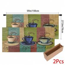 1pc, Home Decor, Coffee Pattern Printed Table Skirt, Kitchen Small Curtain, Kitchen Cabinet Cover, With Curtain Holes, Easy To Hang, Rectangular, Machine Woven, Machine Washable, Kitchen Decoration And Accessories, Perfect For Kitchen Cabinets And Home Decor - Multicolor - View 12