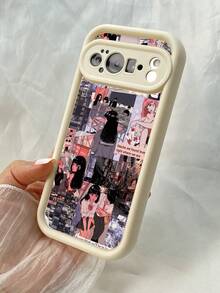 NR167 レトロアニメスタイル,対応するPixel 10 9 8 Pro 9A 8A ケース、対応するiPhone17 16 15 14 13 12 11 Pro Max 7 8 16 15 14 Plus 16e 17e 17 Air ケース、フルカメラ保護ソフト TPU ケース、キャンディカラーエンジェルアイラダーマットシリコン肌に優しいタッチフォンケースカバー（女性＆女の子向け） - ホワイト - チェックする 4