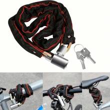 1pc Portable Bicycle Chain Lock - Anti-Theft Protection And Anti-Rust Extended Lock | Suitable For Bicycles, Electric Bikes, Motorcycles (Outdoor Use, Also Suitable For Doors And Fences), Includes 2 Keys, Bicycle Accessories - Multicolor - View 4