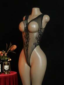 Bộ jumpsuit lưới liền thân gợi cảm dành cho nữ, nội y lưới trong suốt tay dài, thích hợp cho các bữa tiệc hộp đêm. - màu đen - Xem 3