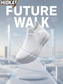 Hidkat 1双2026新款白色透气轻便柔软减震男女通用运动鞋，休闲步行跑步鞋，适合春秋季穿着 - 白色 - 查看 7