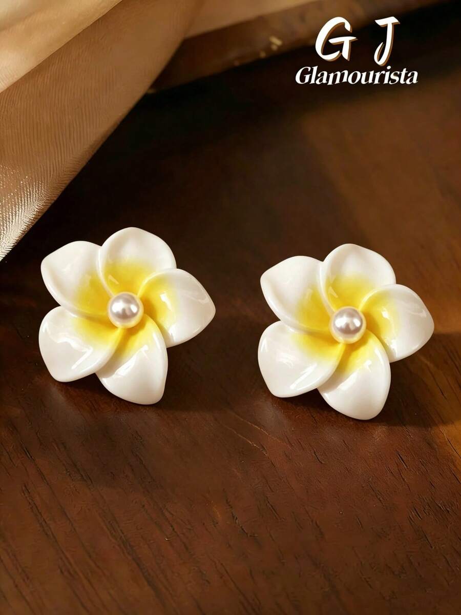 1 Đôi bông tai đính đá hình hoa Dopamine dễ thương và thời trang, thanh lịch, phù hợp cho phụ nữ đeo hàng ngày, dự lễ hội và đi nghỉ mát. - hoa - Xem 1