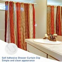 2/4/5/6Pcs Drill-Free Shower Curtain Windproof Fixing Clips, Bathroom Shower Curtain Anti-Leakage Edge Anti-Slip Fixer, Strong Adhesive Curtain Fixing Buckle - White - View 5