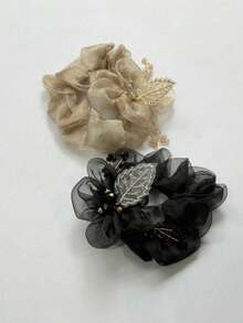1 pieza Coletero de organza con estrella para mujer, pinza para el cabello con flores, accesorios elásticos para coleta, regalo para viajes y relleno de calcetines navideños - Rosa - Ver 8