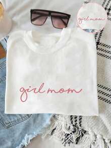 Embroidered "Boy Mom" T-Shirt - Unisex Crew Neck T-Shirt, Suitable For Mom's Busy And Comfortable Life | Mother's Day Gift T-Shirt For Women - 灰色 - 查看 4