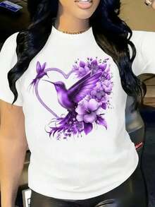 Camiseta de impresión gráfica, manga corta con cuello de tripulación informal para verano y primavera, ropa para mujeres1 Brillo Corazón Dulce Casual Elegante Diamante de imitación Ninguno Vacaciones Boda Playa Oficina Deportivo Casa Concierto deúsica country desalmuerzo viaje Despedida de soltera verano MRWX - Blanco - Bco12 - Ver 12
