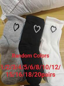 40 pièces/set, 36 pièces/set, 30 pièces/set Chaussettes confortables et épaisses à motif cœur, convenant aux sports, cadeau pour la fête des mères, style coréen INS pour la maison et les tenues décontractées, convenant à tous les hommes et femmes. Chaussettes longues absorbant l'humidité, respirantes, douces et lisses, convenant à diverses occasions comme les festivals, les sports, les tenues décontractées, les affaires, toute l'année pour tous les hommes et femmes. Noir*Gris*Blanc, 20 pièces/set, 12 pièces/set, 10 pièces/set, 8 pièces/set, 6 pièces/set, 2 pièces/set - Multicolore - Voir 29