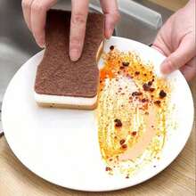 1/5/10pcs Brown Seaweed Shaped 3-Layer Double-Sided Powerful Cleaning Sponge, Suitable For Kitchen Dishwashing - A - View 5