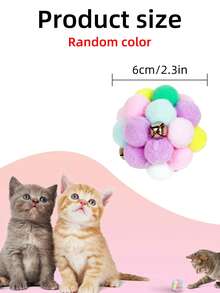 1pc Random Color Cat Bell Ball Toy - Handmade Colorful Balls For Cats Doing Exercise And Scratching Toy - Interactive Chasing & Chewing Toys Within Bell Cat Toys For Indoor Cats - View 3
