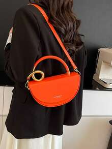 Women's Fashionable Solid Color Handbag Casual Versatile Crossbody Bag For Daily Commuting Party Date Shopping High-End Commuter Bag - Orange - View 6