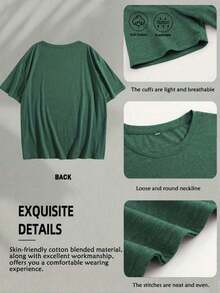 Camiseta con Estampado de Palmera al Atardecer Tropical |   Camiseta con Estampado de Vacaciones en la Playa y Verano |   Mezcla de algodón suave y transpirable, lavable a máquina (unisex, ligero y fresco, sencillo, para adolescentes) - Verde - Ver 4